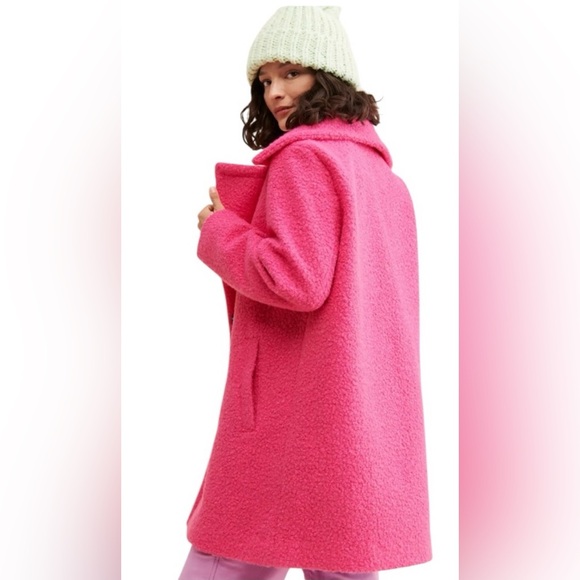 AnthropolgieNWT NVLT Textured Pink Boucle Coat Wool Blend Oversized Winter Sz L - Picture 2 of 7